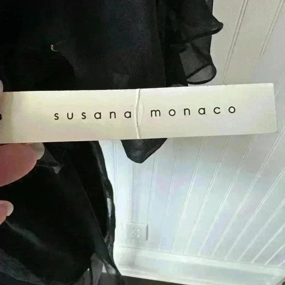 NWT Susana Monaco Nicole Sheer Black Top ~ Showroom Sample ~ GORGEOUS! - Small - Picture 5 of 6